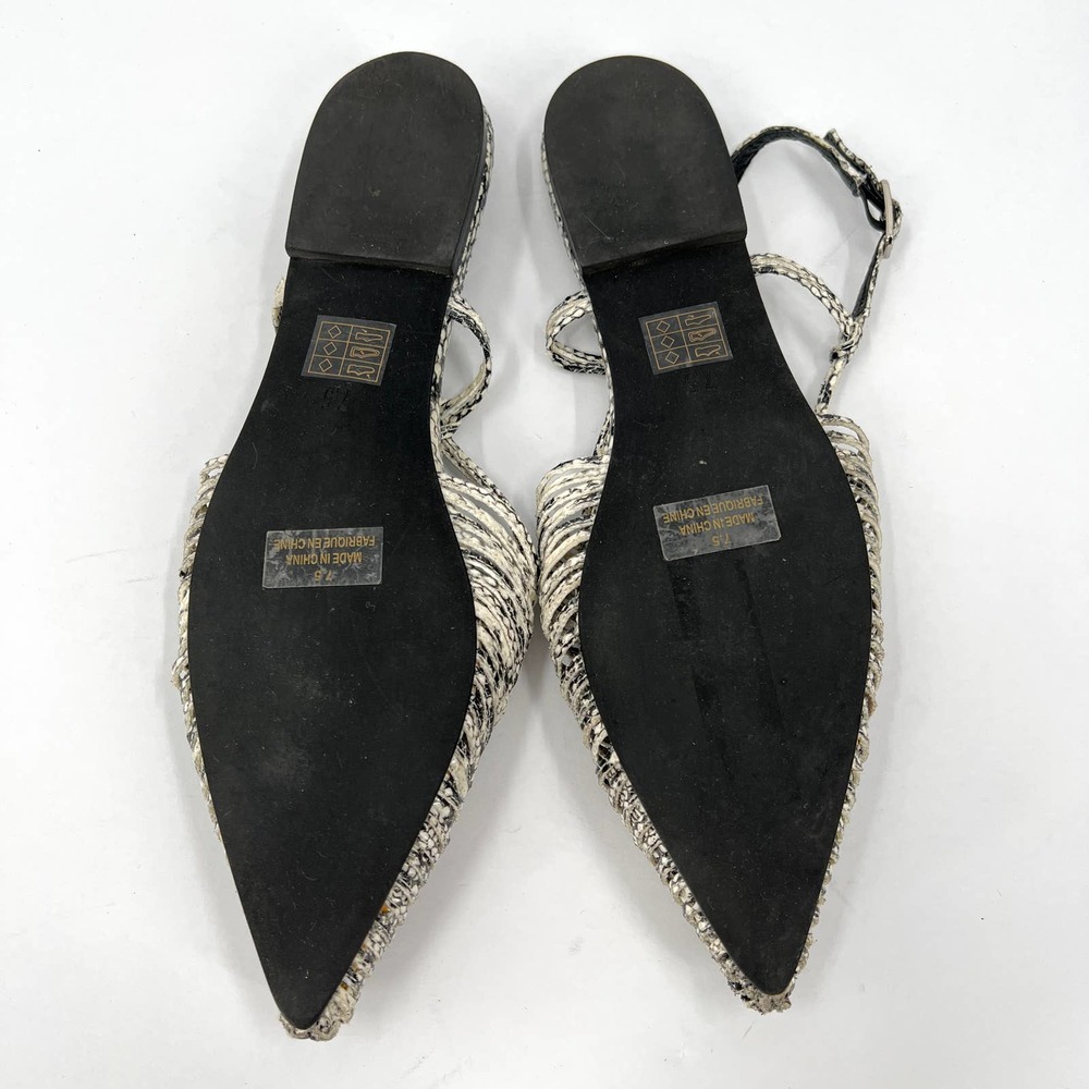 JEFFREY CAMPBELL Shoes Women 7.5 Black Snake Myron Slingback Flat Pointy Leather - Picture 9 of 10